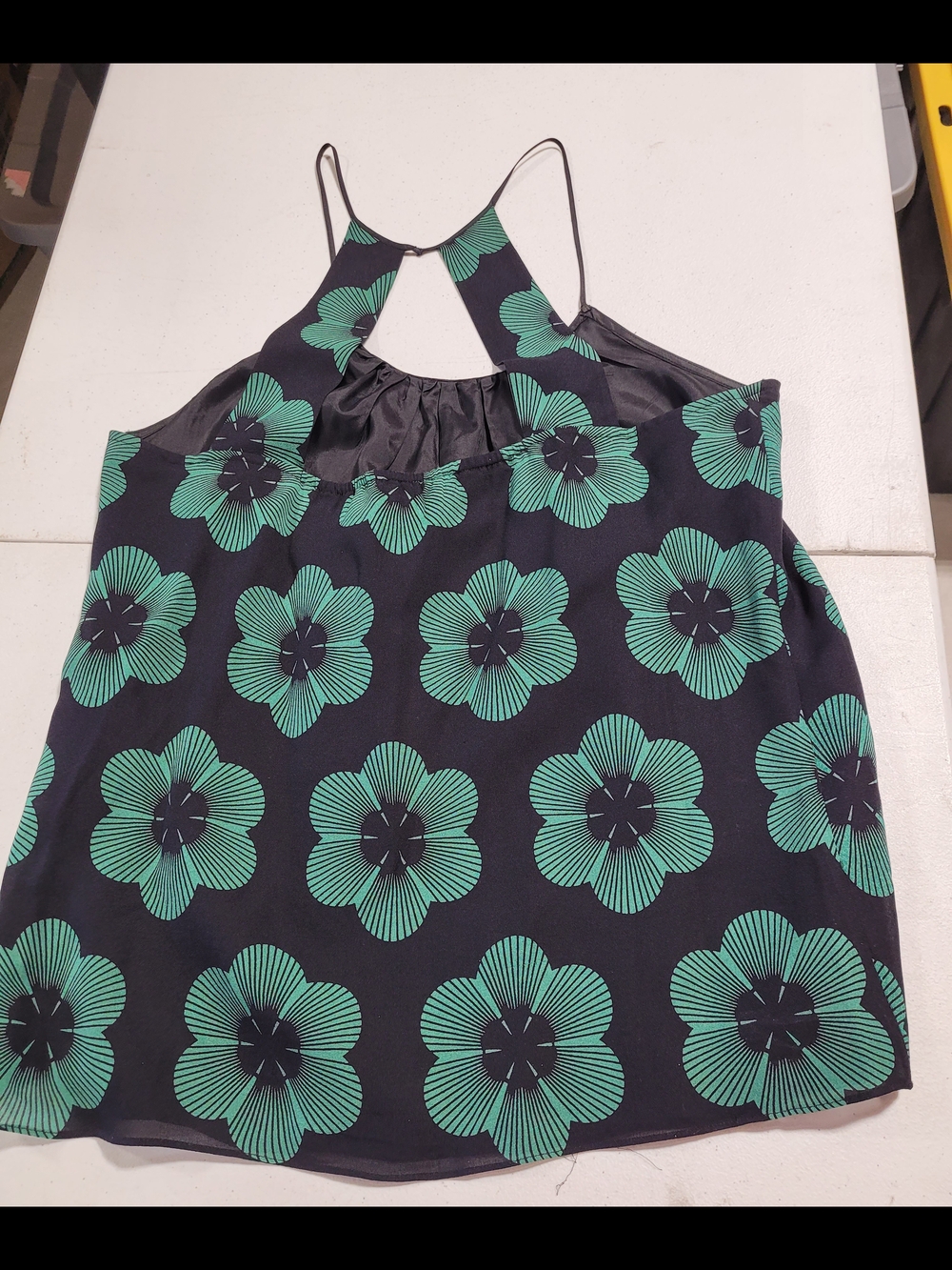 JAYGODFREY Black Silk Halter Cami with Teal Floral Print - Picture 3 of 3